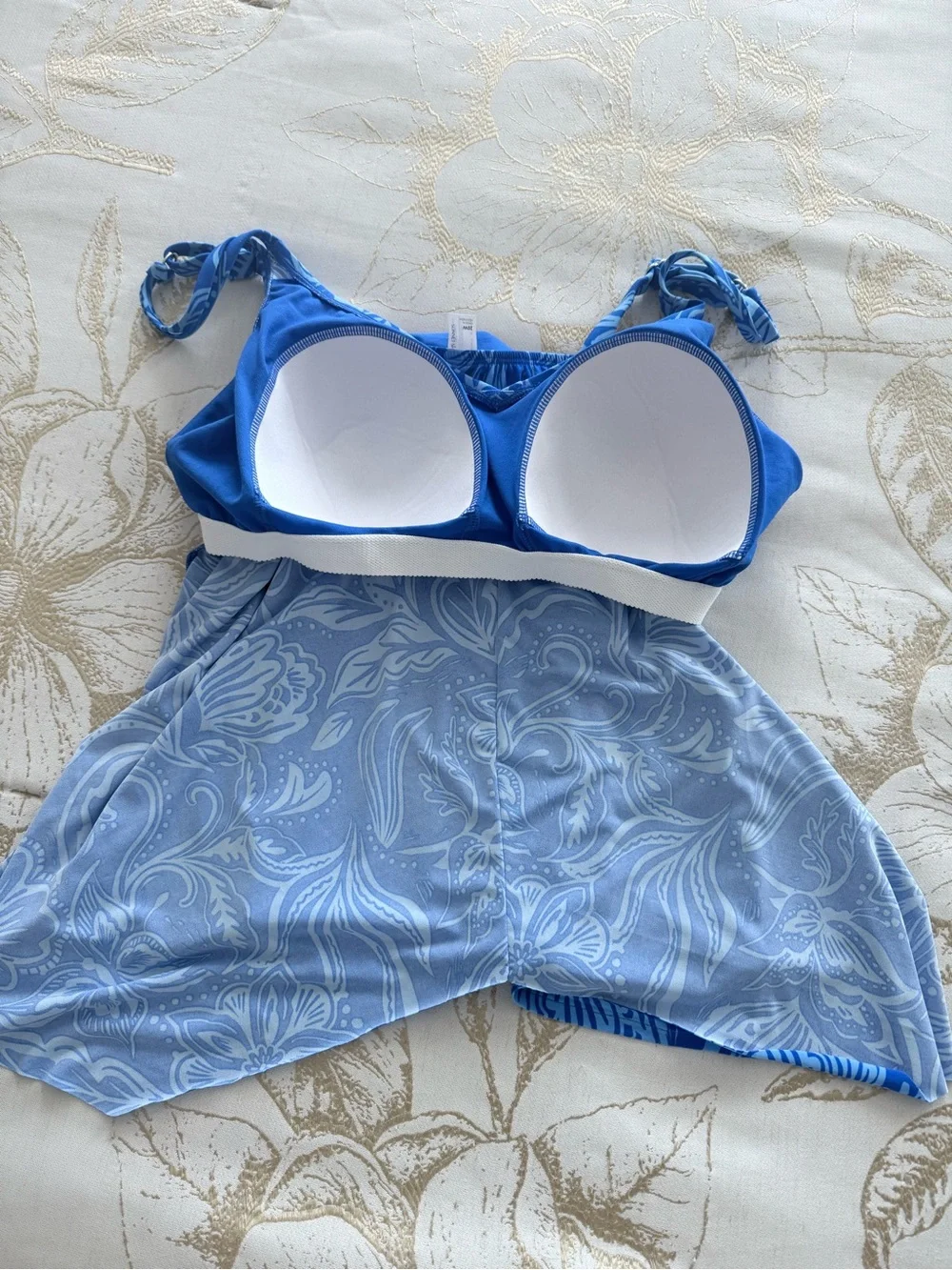 Blue Floral Swim Cami with Adjustable Straps